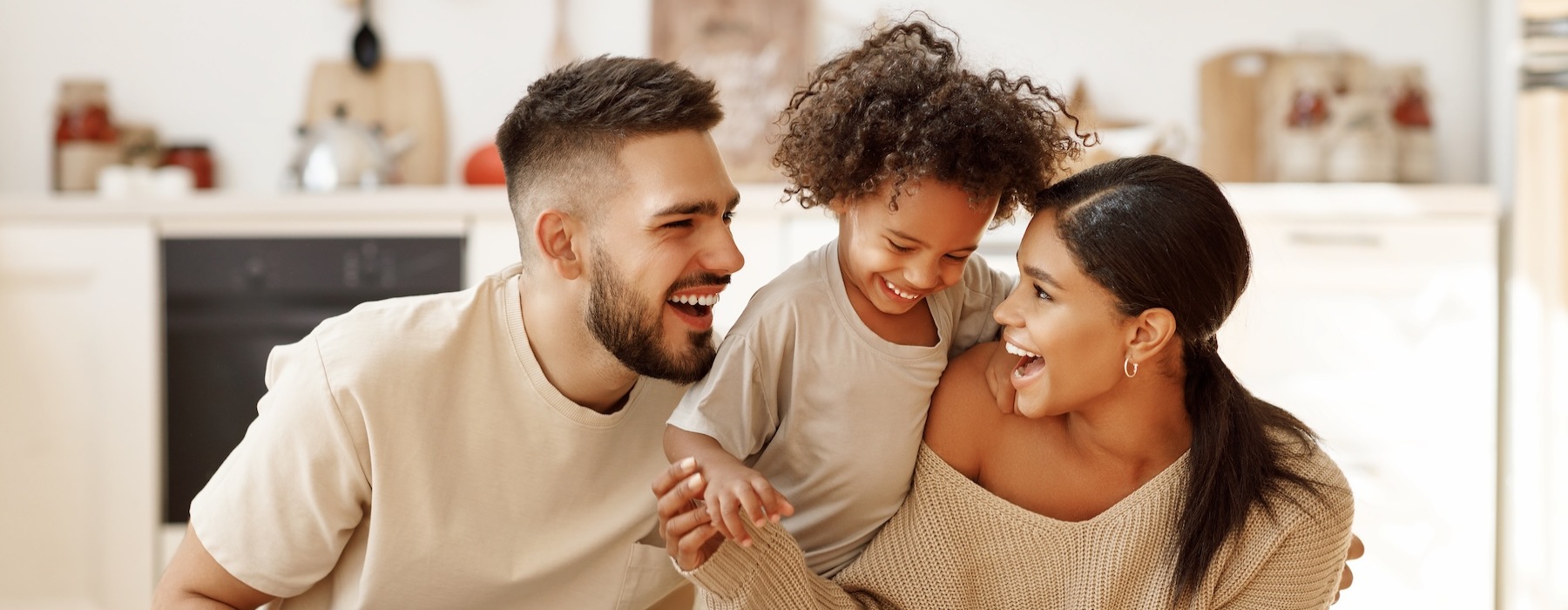 a family laughing together